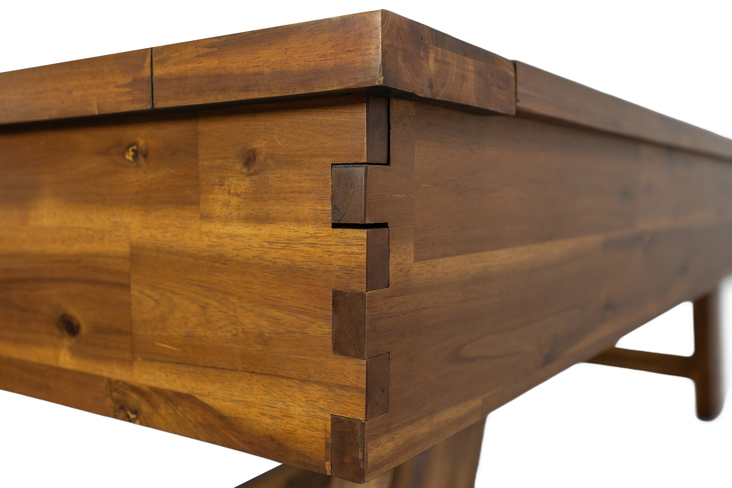 Legacy Billiards Barren Pool Table in Natural Acacia Finish with Blue Cloth - Corner Closeup