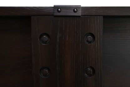 Legacy Billiards 12 Ft Barren Shuffleboard in Whiskey Barren Finish - Middle Leg Closeup