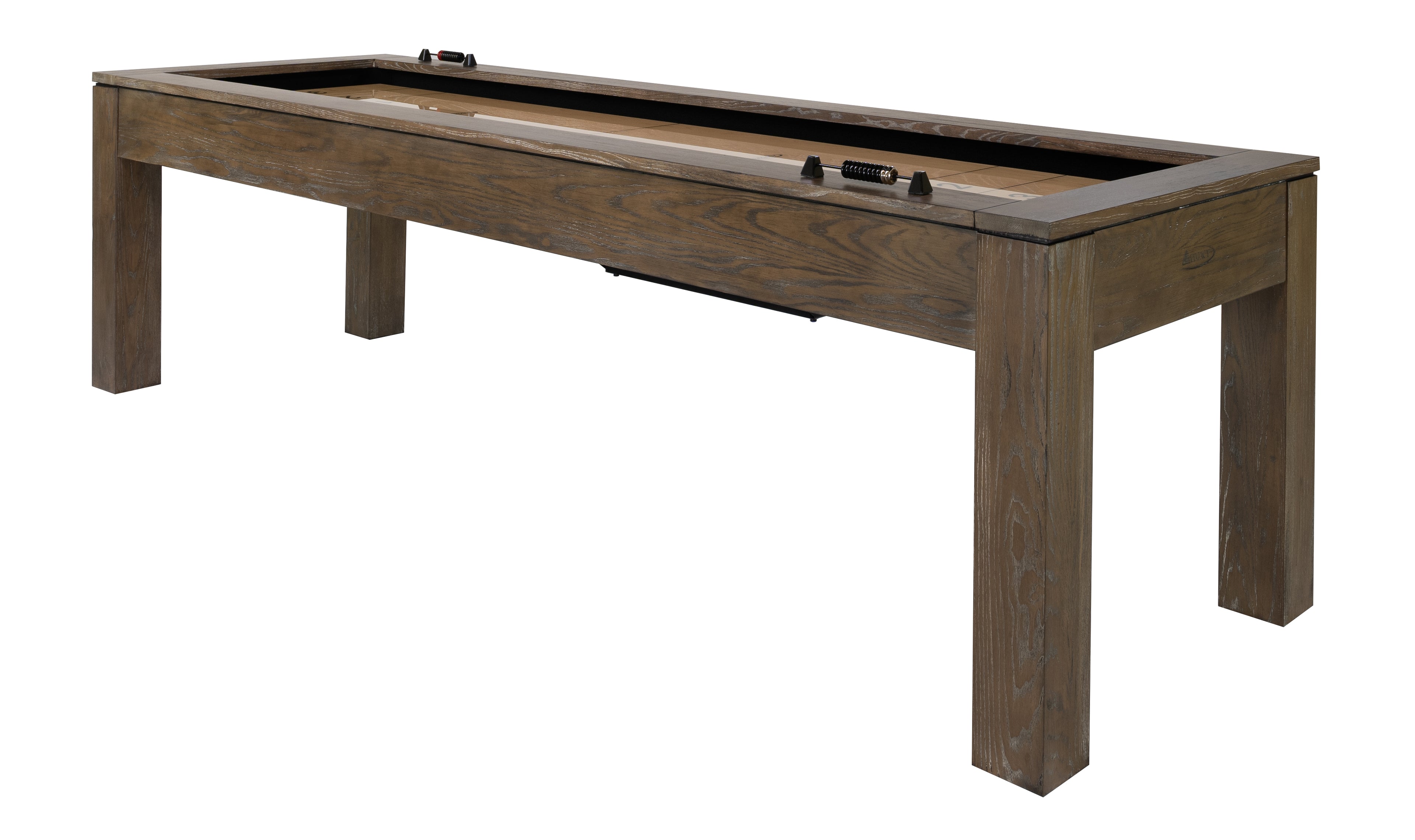 Legacy Billiards Baylor 9 Ft Shuffleboard in Smoke Finish - Closed Perfect Drawer