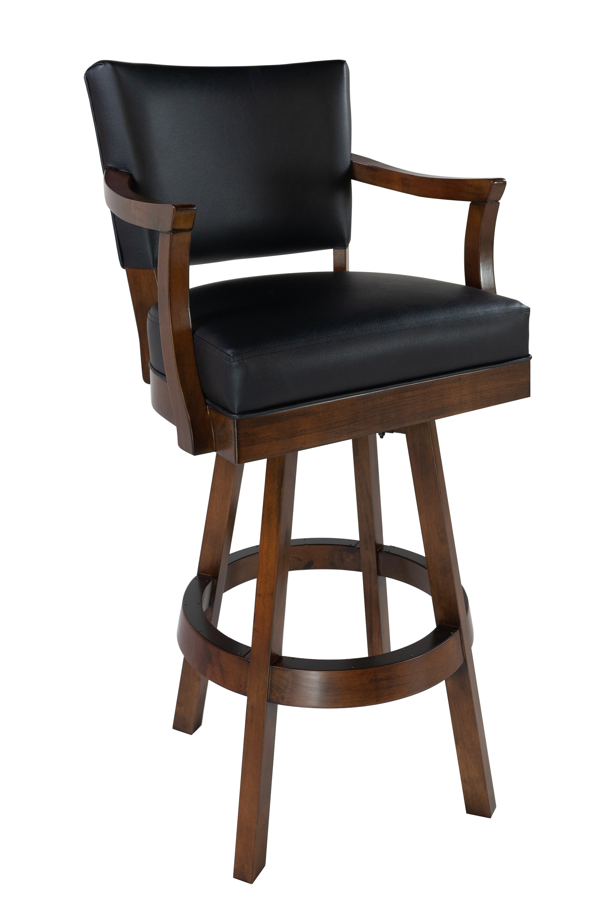 Legacy Billiards Classic Backed Barstool Straight Arm Design in Nutmeg Finish