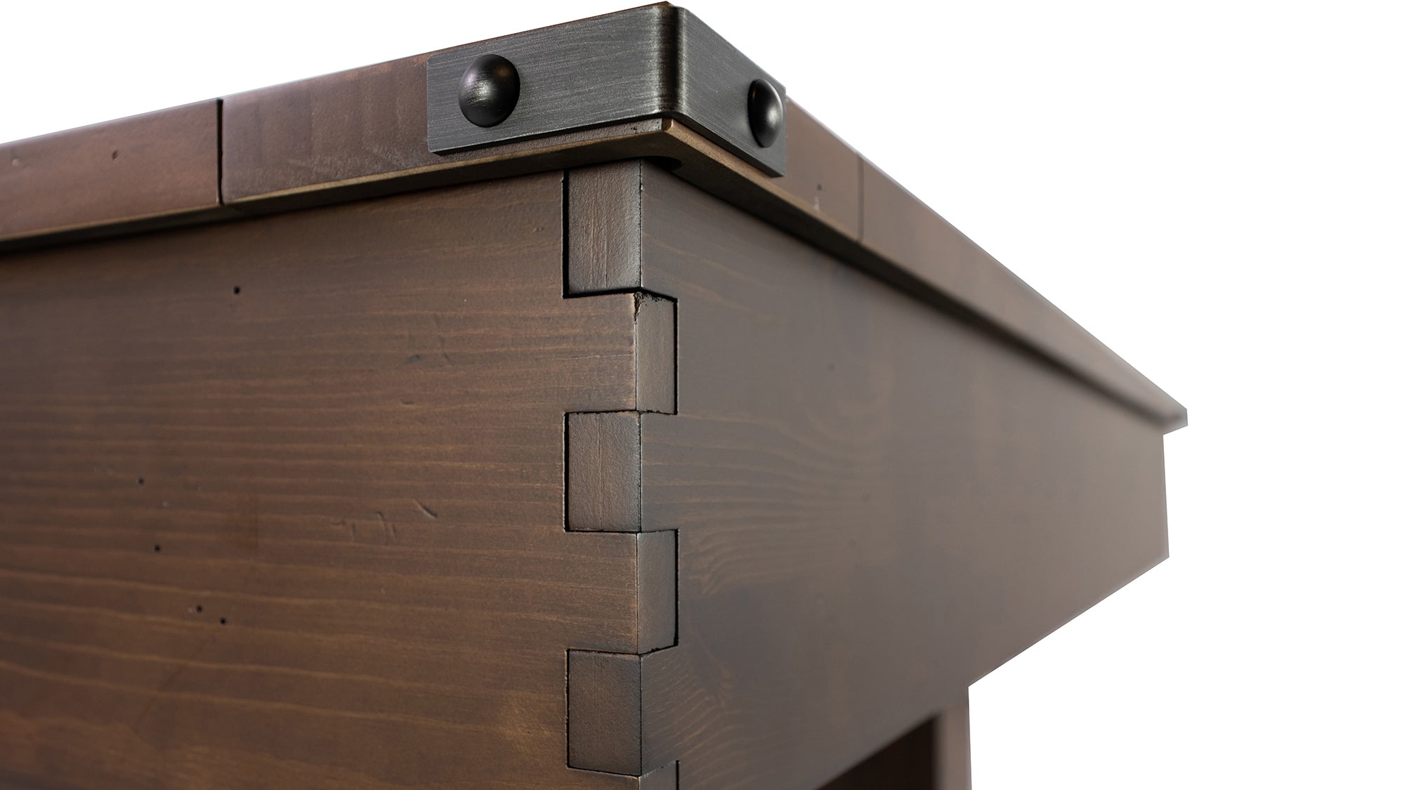 Legacy Billiards Colt II Pool Table in Gunshot Finish with Black Cloth - Blind Closeup