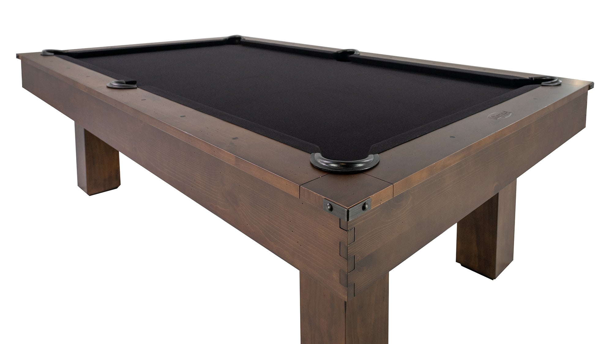 Legacy Billiards Colt II Pool Table in Gunshot Finish with Black Cloth - Playfield View