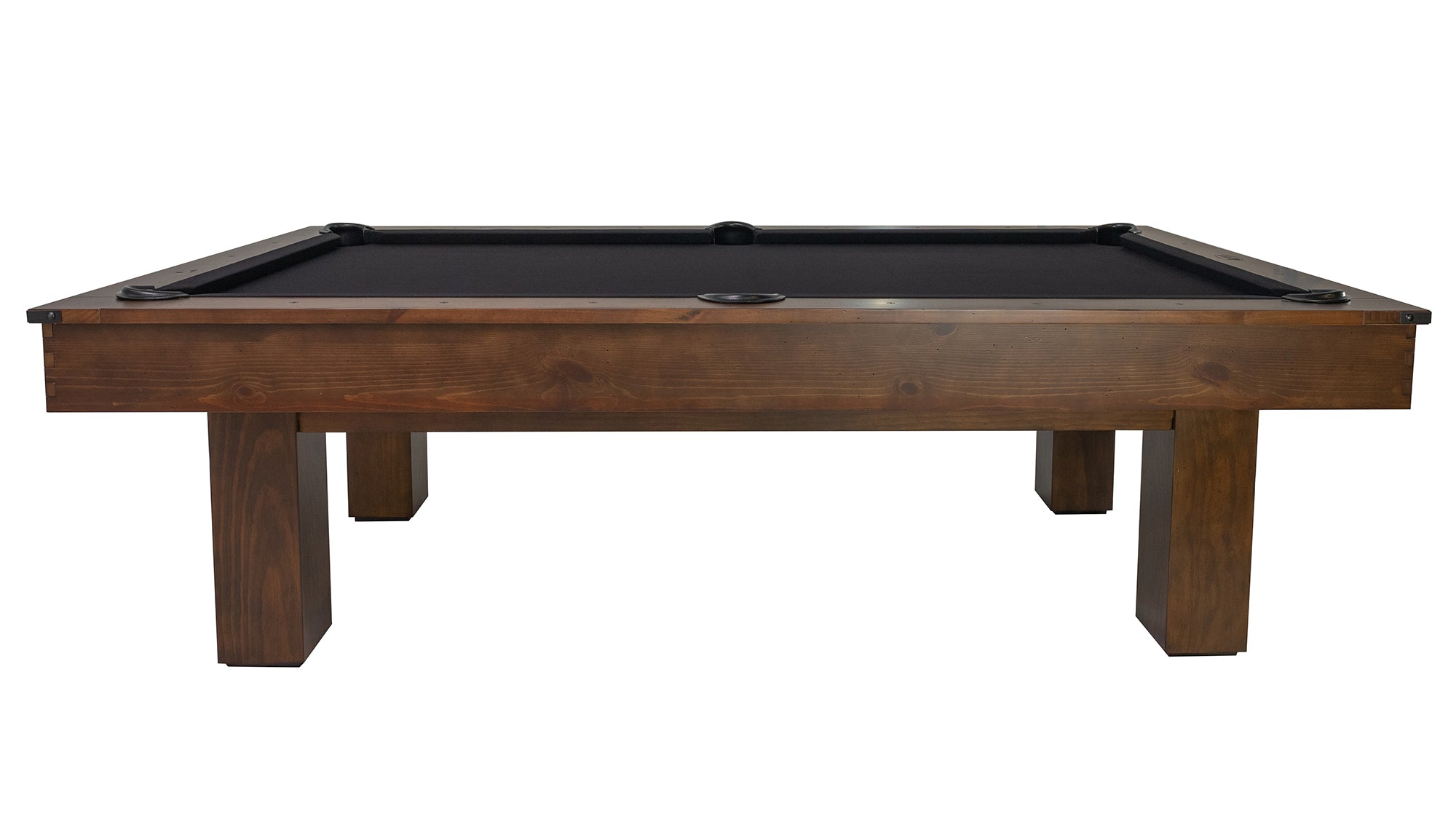 Legacy Billiards Colt II Pool Table in Gunshot Finish with Black Cloth - Side View