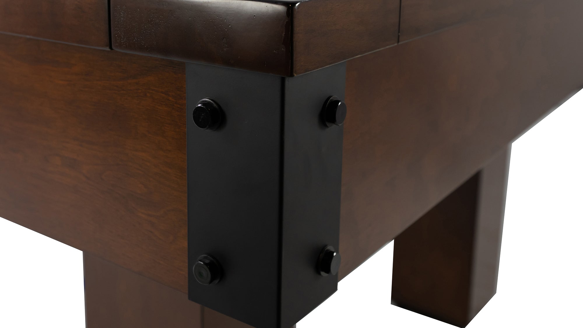 Legacy Billiards Colt II Pool Table in Nutmeg Finish with Green Cloth - Corner Closeup