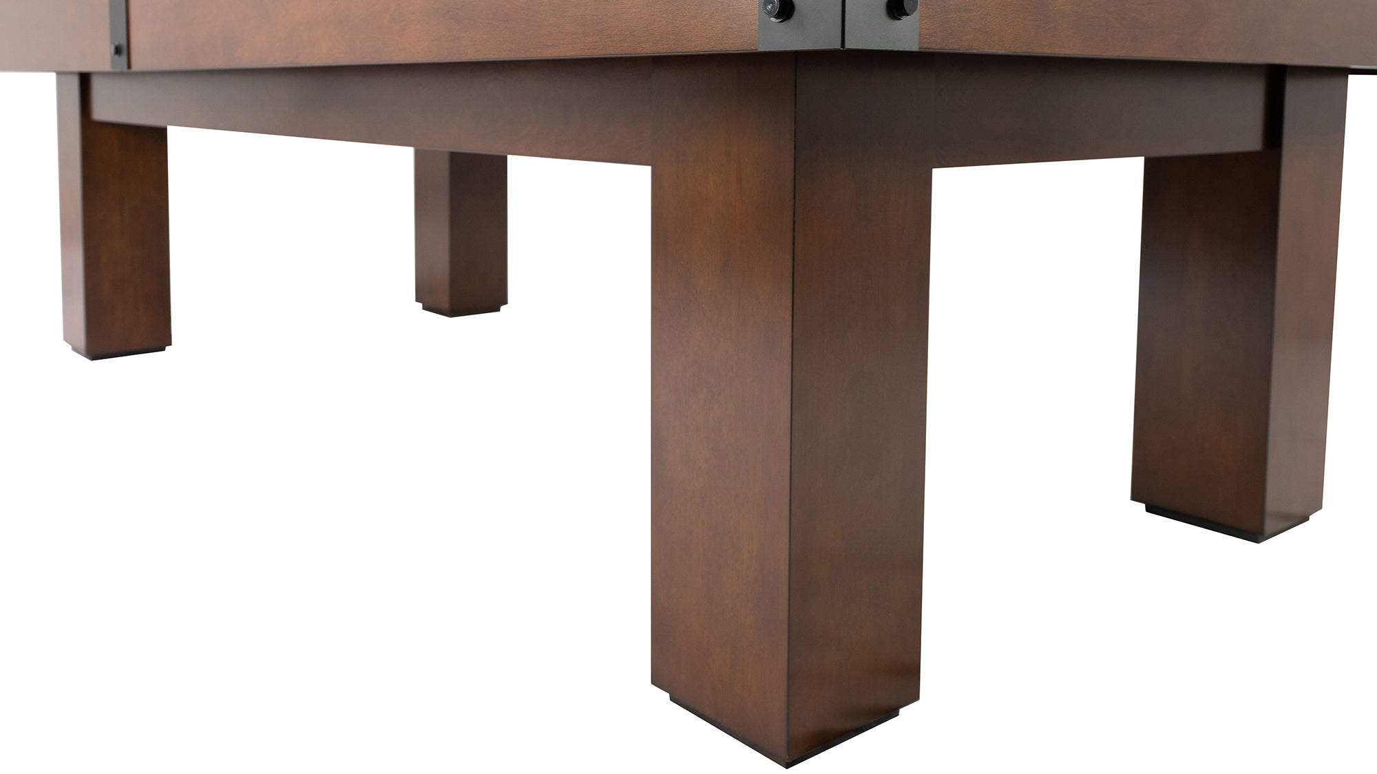 Legacy Billiards Colt II Pool Table in Nutmeg Finish with Green Cloth - End Closeup