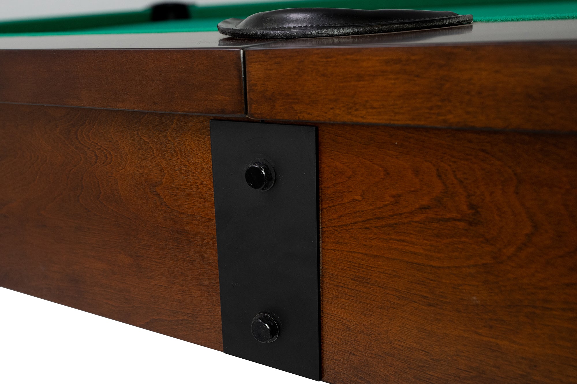 Legacy Billiards Colt II Pool Table in Nutmeg Finish with Green Cloth - Side Closeup