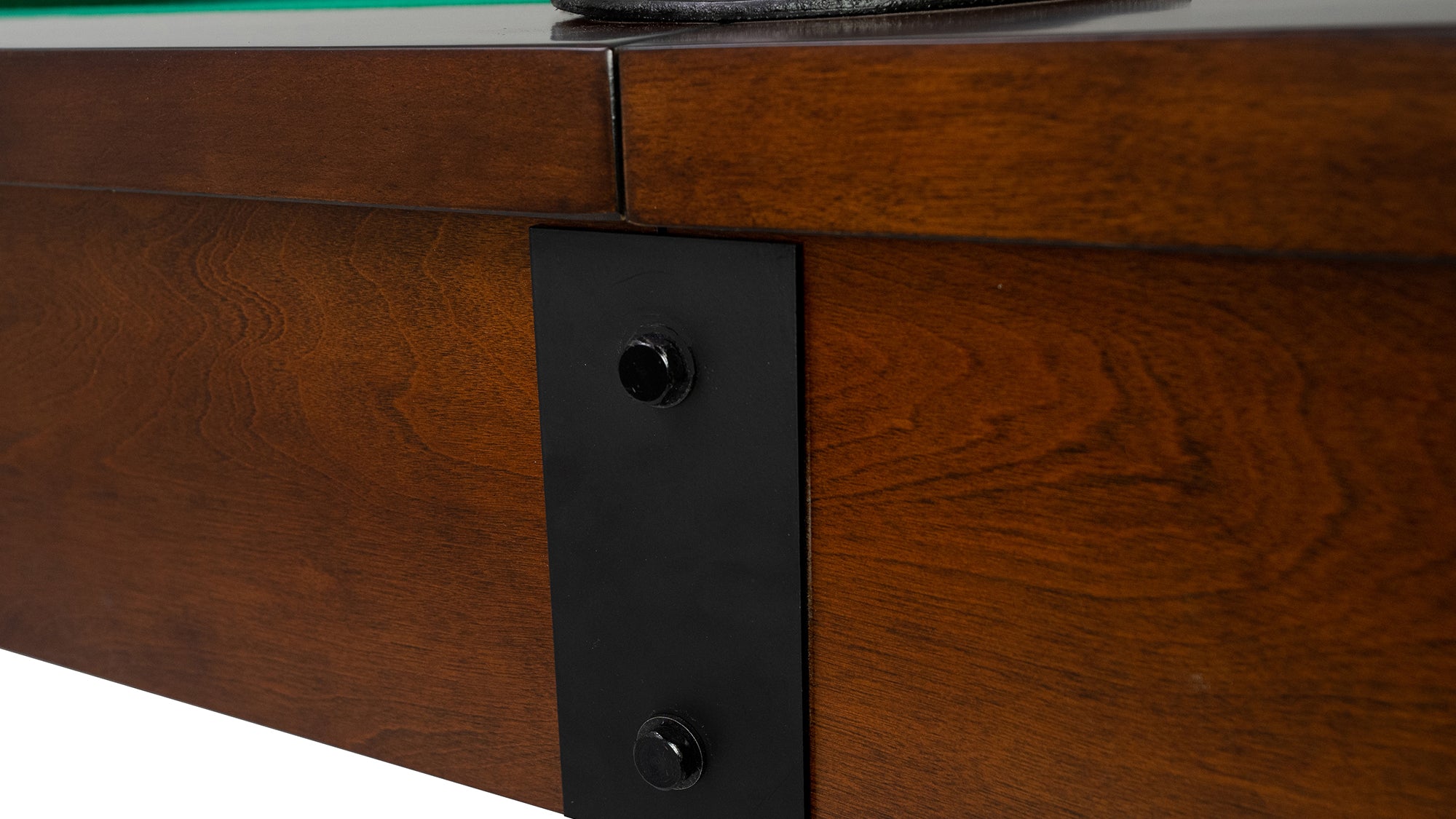 Legacy Billiards Colt II Pool Table in Nutmeg Finish with Green Cloth - Side Closeup