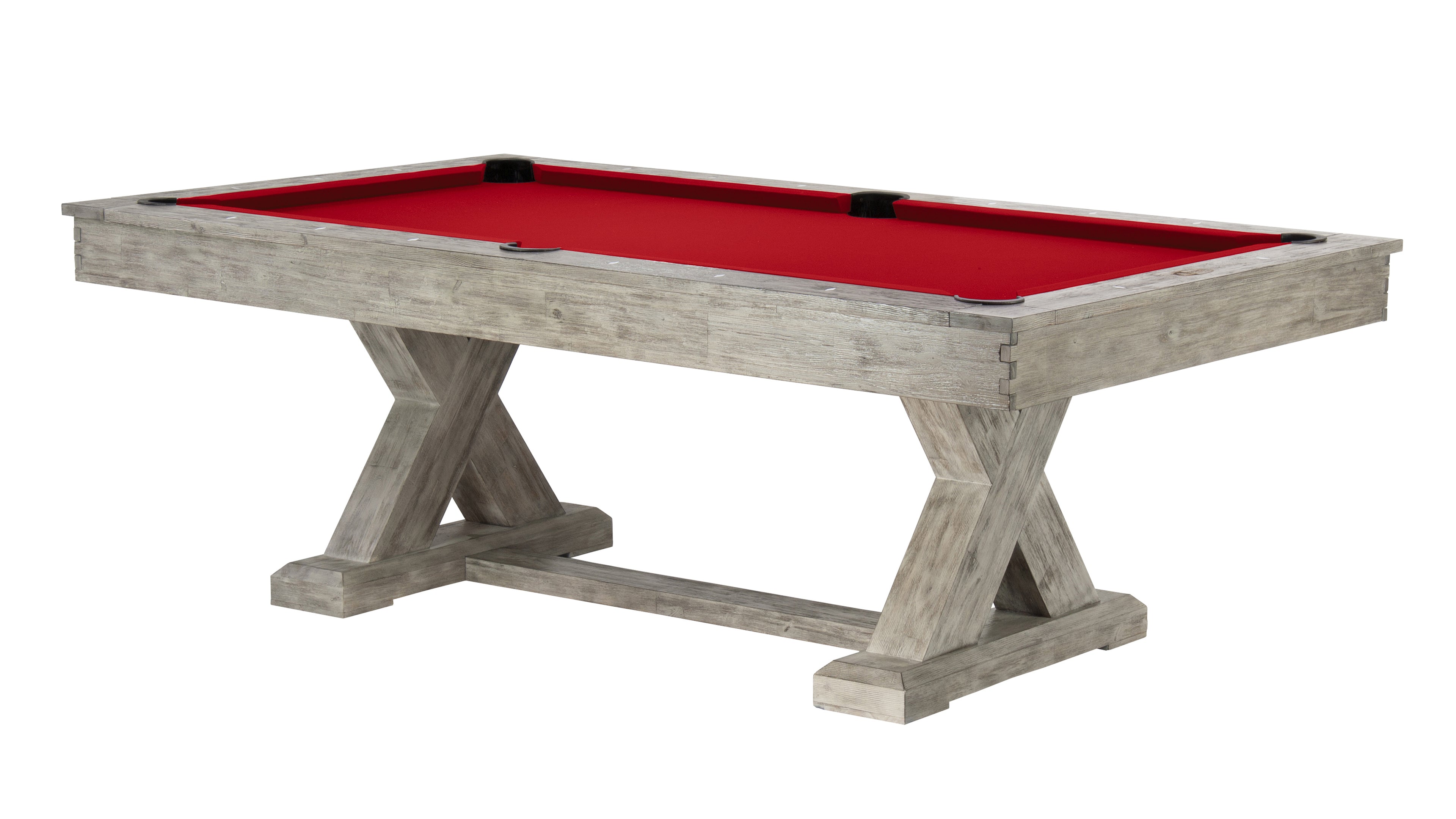 Legacy Billiards 7 Ft Cumberland Outdoor Pool Table in Ash Grey Finish with Jockey Red Outdoor Cloth - Primary Image