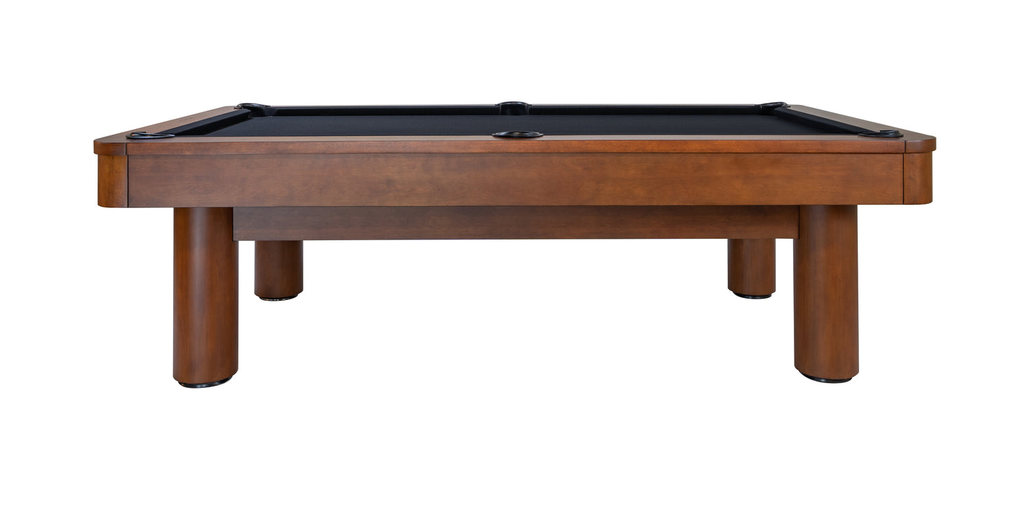 Legacy Billiards Dillard 7 Ft Pool Table in Walnut Finish with Black Cloth Side View