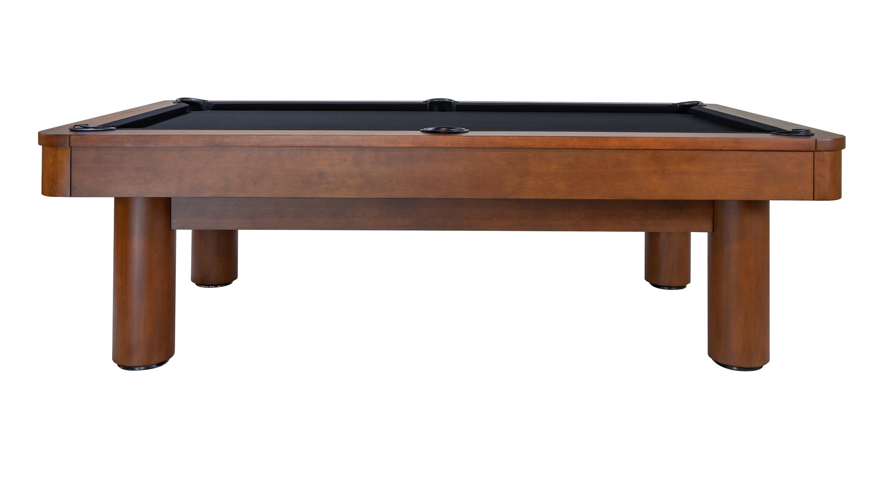 Legacy Billiards Dillard 7 Ft Pool Table in Walnut Finish with Black Cloth Side View
