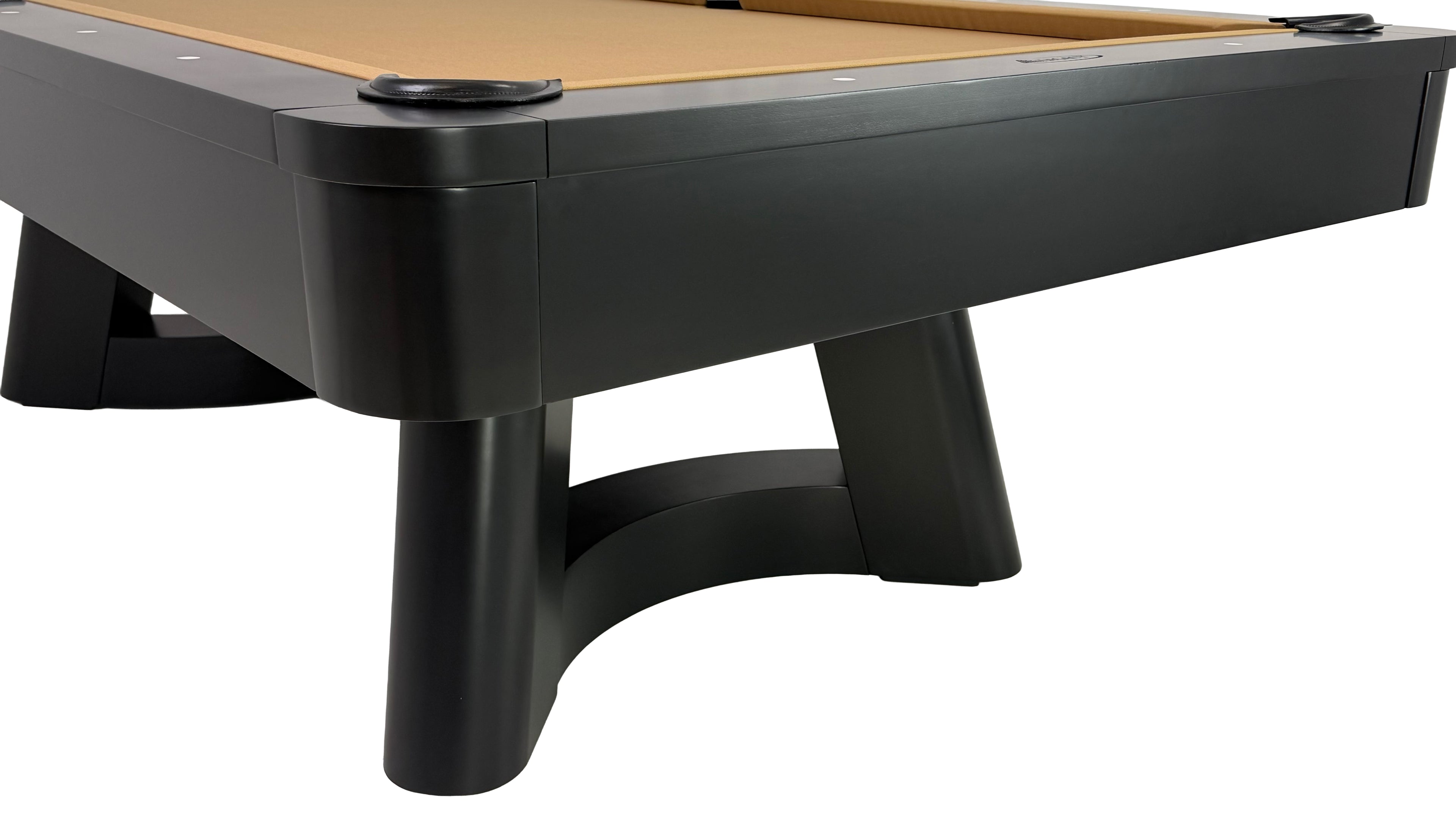 Legacy Billiards Dunbar Pool Table in Raven Finish with Desert Cloth - End Closeup