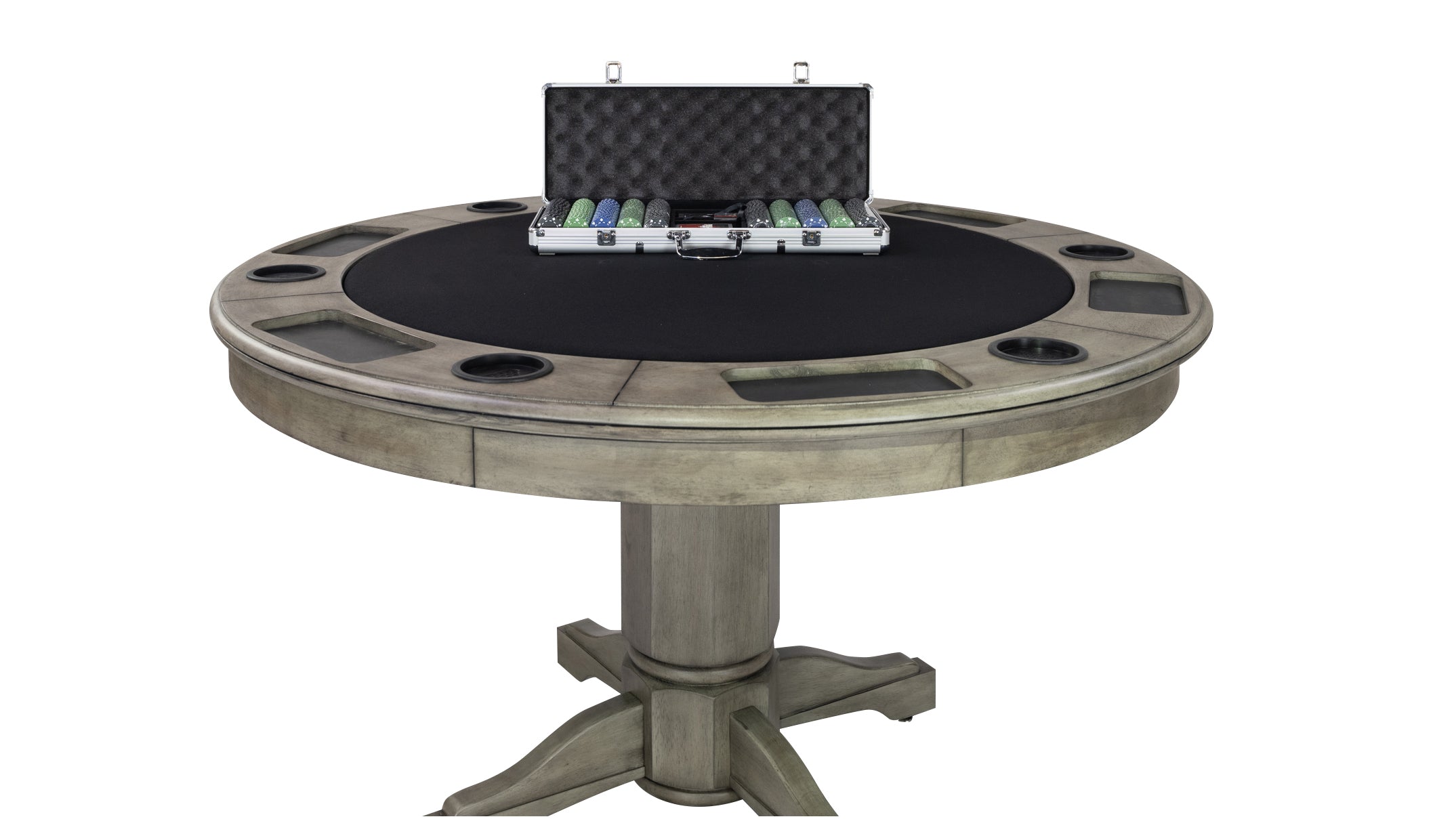 Legacy Billiards Heritage 3 in 1 Game Table with Poker, Dining and Bumper Pool in Overcast Finish - Poker Top with Chips
