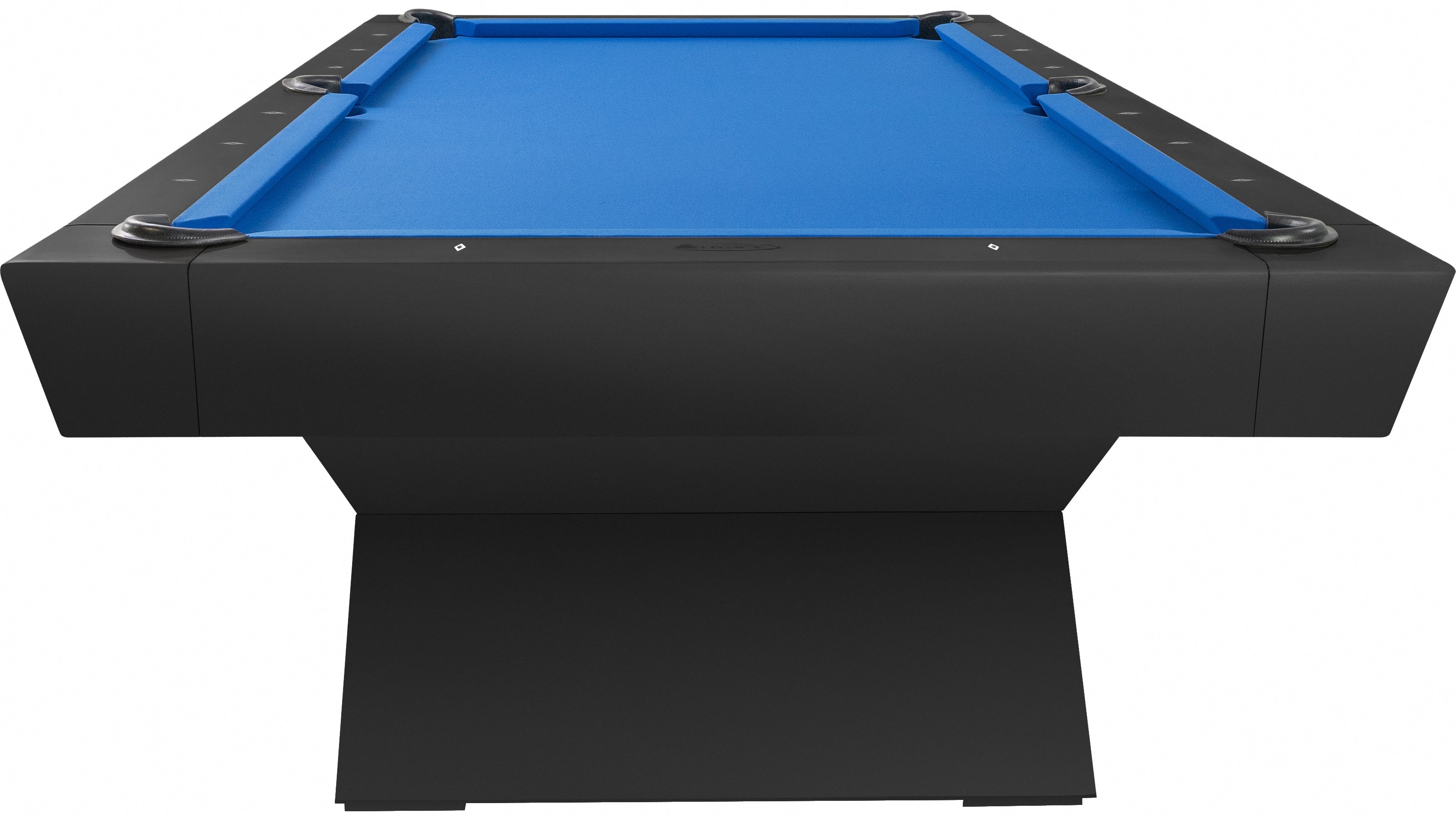 Legacy Billiards Holston Pool Table in Raven Finish with Blue Cloth - End View