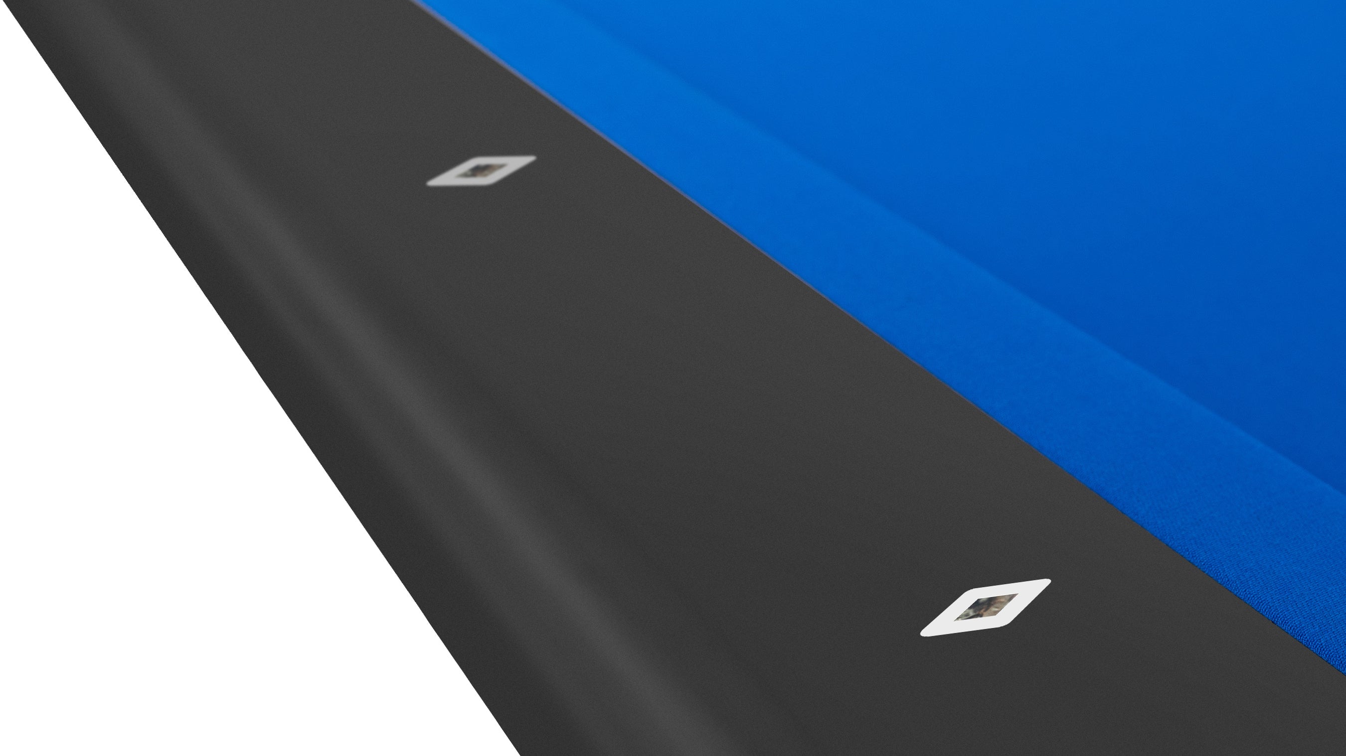 Legacy Billiards Holston Pool Table in Raven Finish with Blue Cloth - Rail Closeup