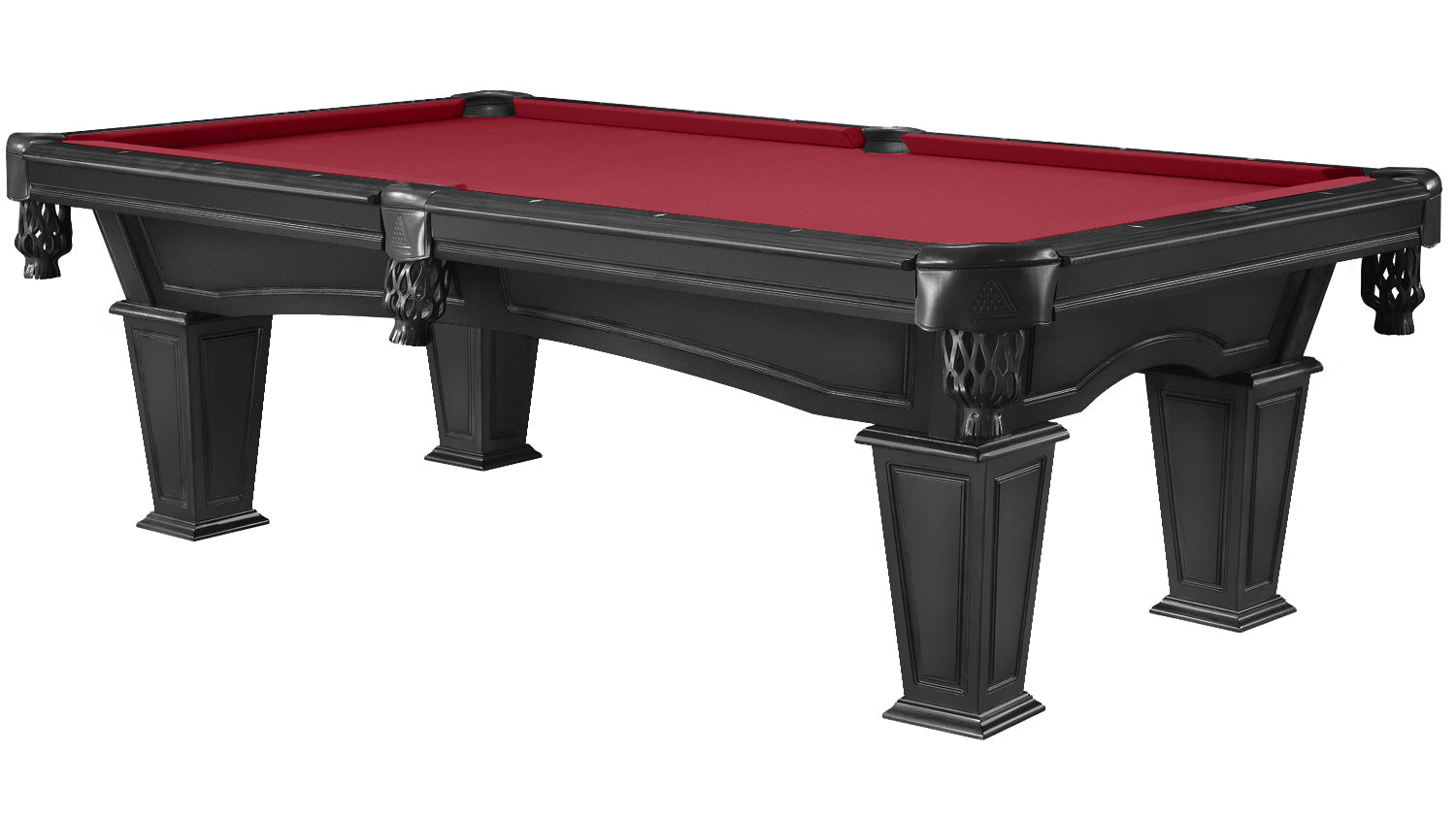 Legacy Billiards 8 Foot Mesa Pool Table in Raven Finish with Red Cloth - Primary Image