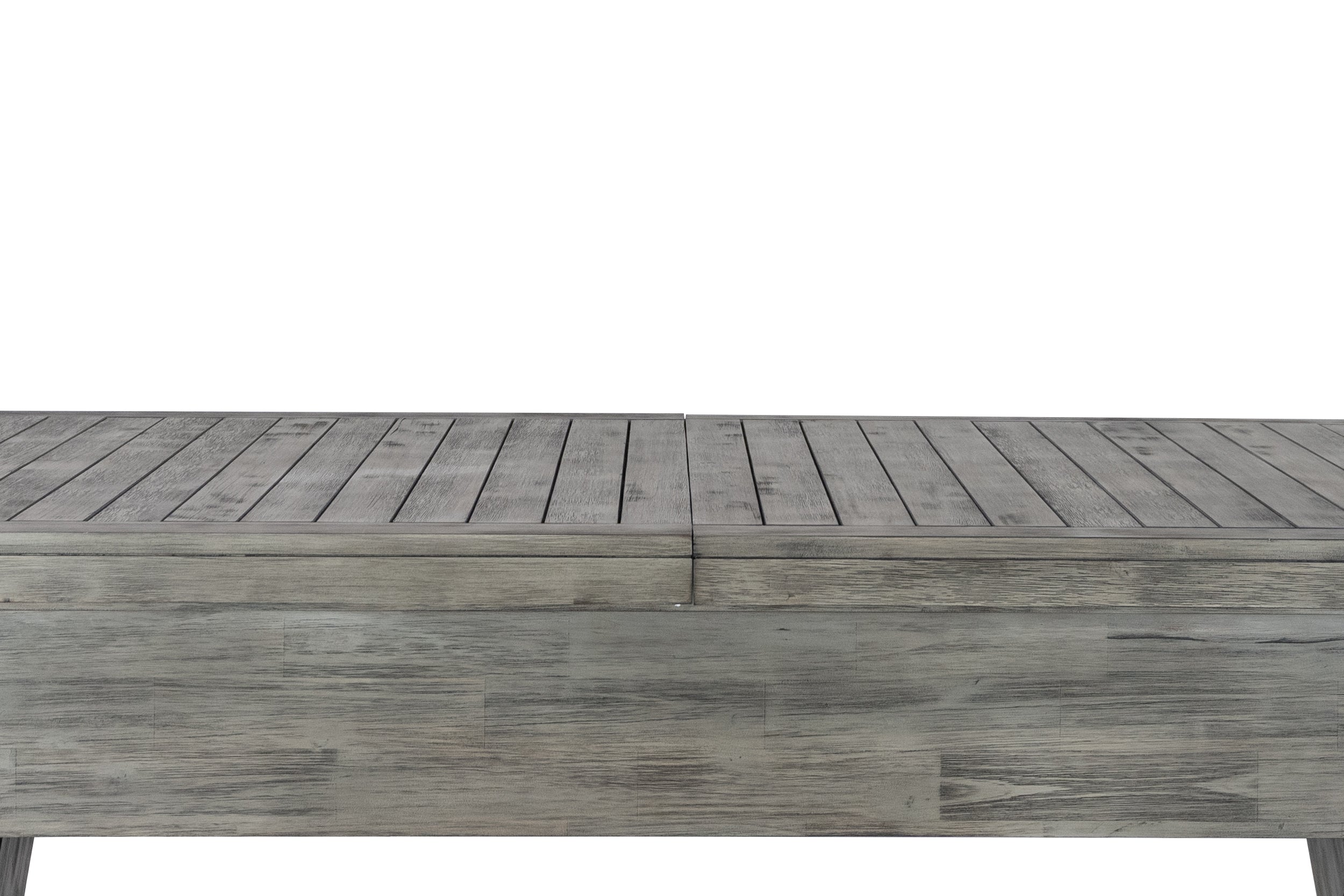 Legacy Billiards 9 Foot Shuffleboard Outdoor Dining Top in Ash Grey Finish - Side View Closeup
