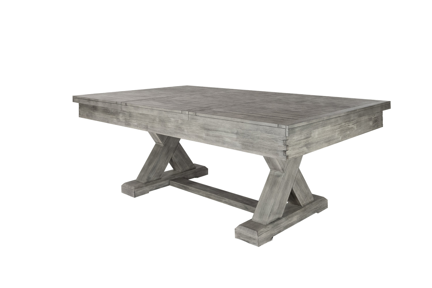 Legacy Billiards 7 Ft Outdoor Dining Top in Ash Grey Finish on a Cumberland Pool Table