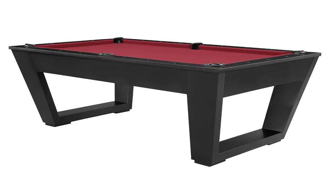 Legacy Billiards Tellico 8 Ft Pool Table in Raven Finish with Burgundy Cloth - Primary Image