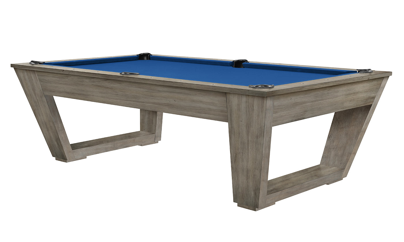 Legacy Billiards Tellico Pool Table in Overcast Finish with Blue Cloth