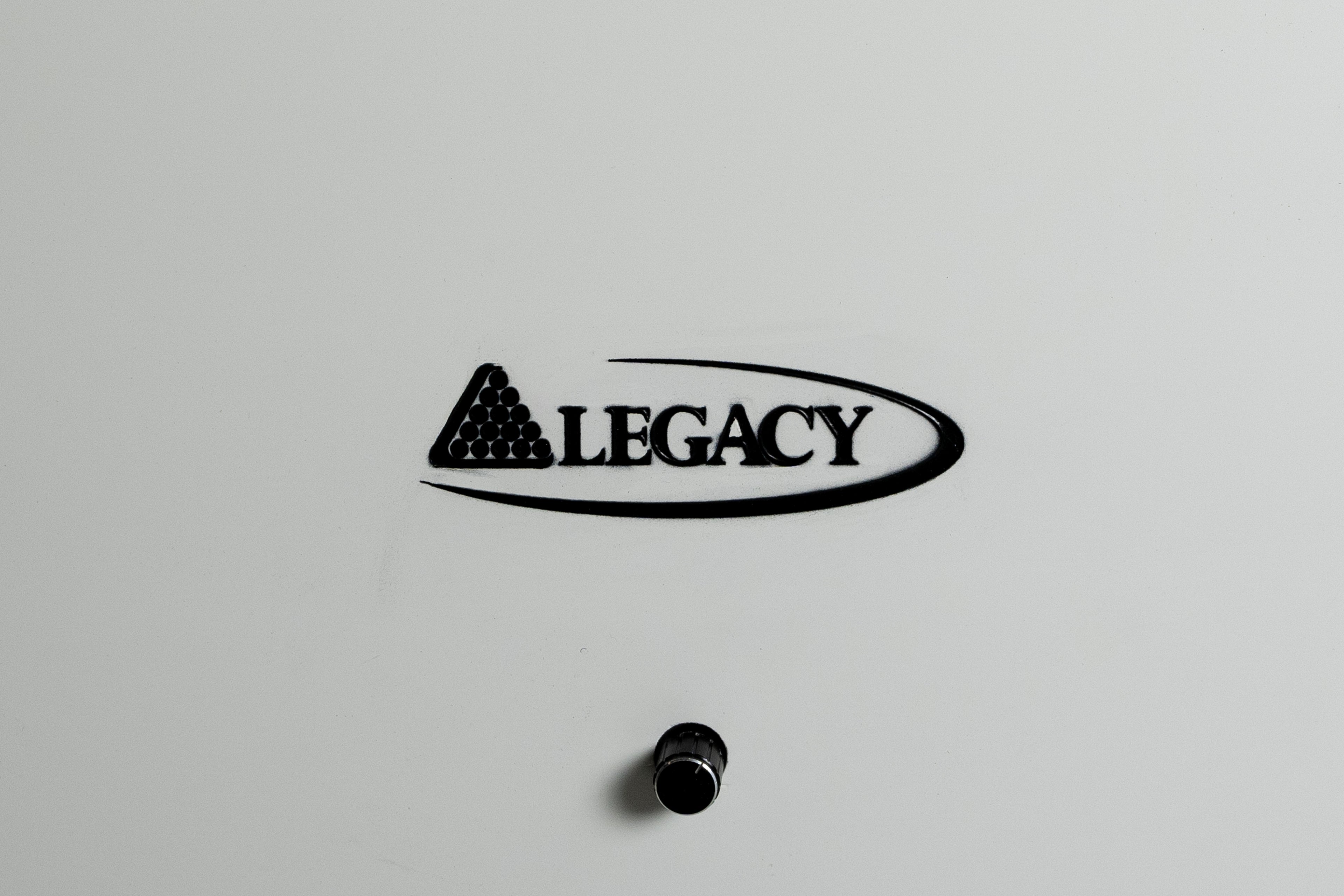 Legacy Billiards Tellico 12 Ft Shuffleboard in Frost White Finish - Logo and Light Switch