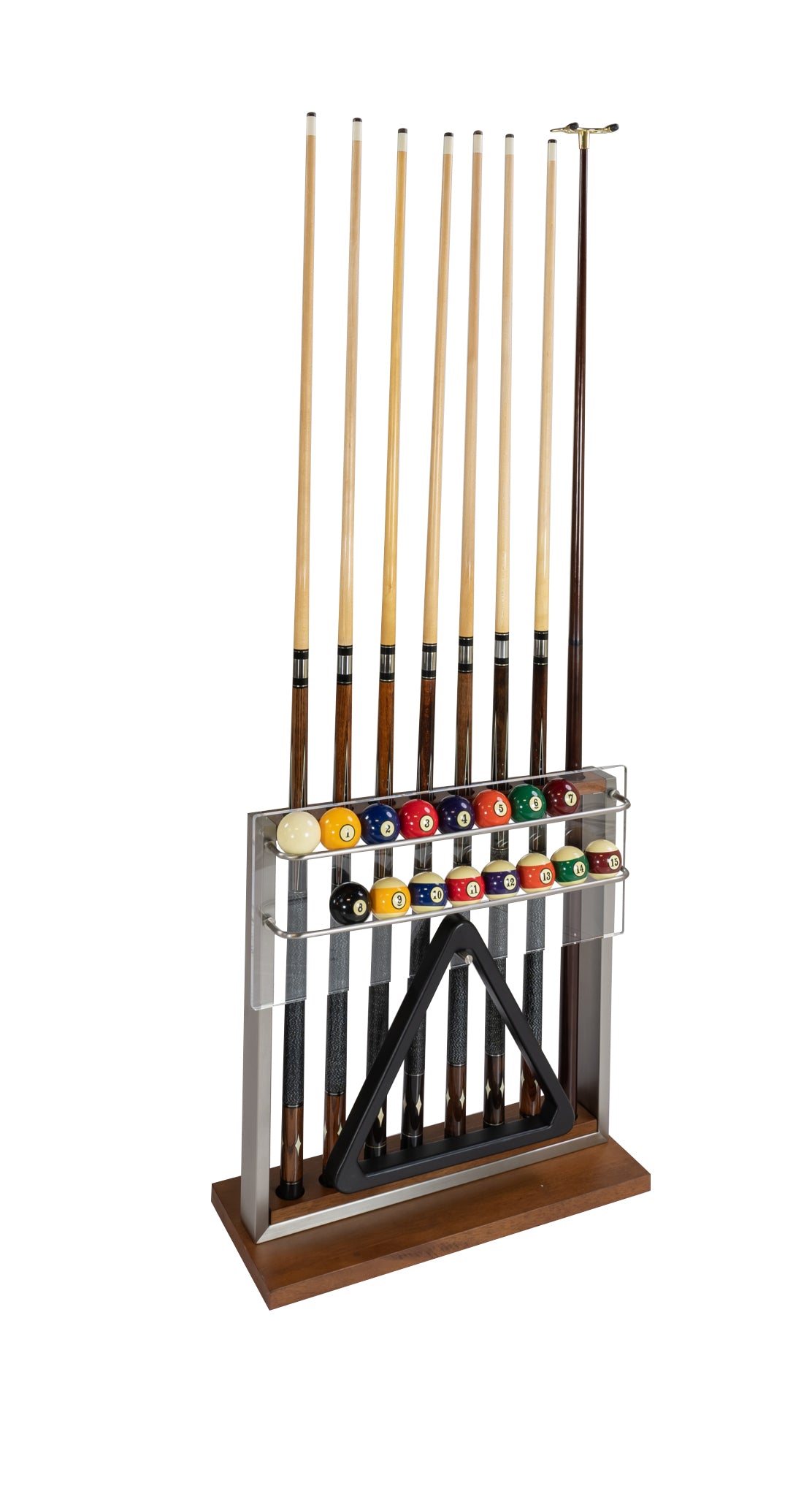 Legacy Billiards Aria Cue Rack in Walnut Finish