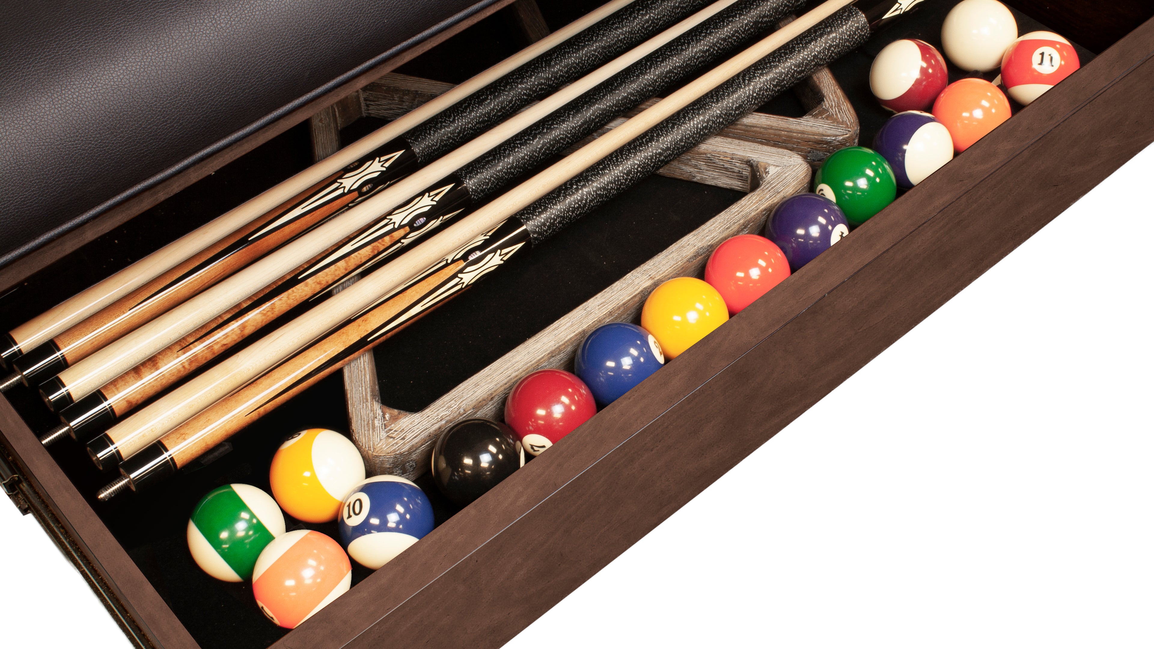 Legacy Billiards Baylor Storage Spectator Bench Storage Drawer Closeup