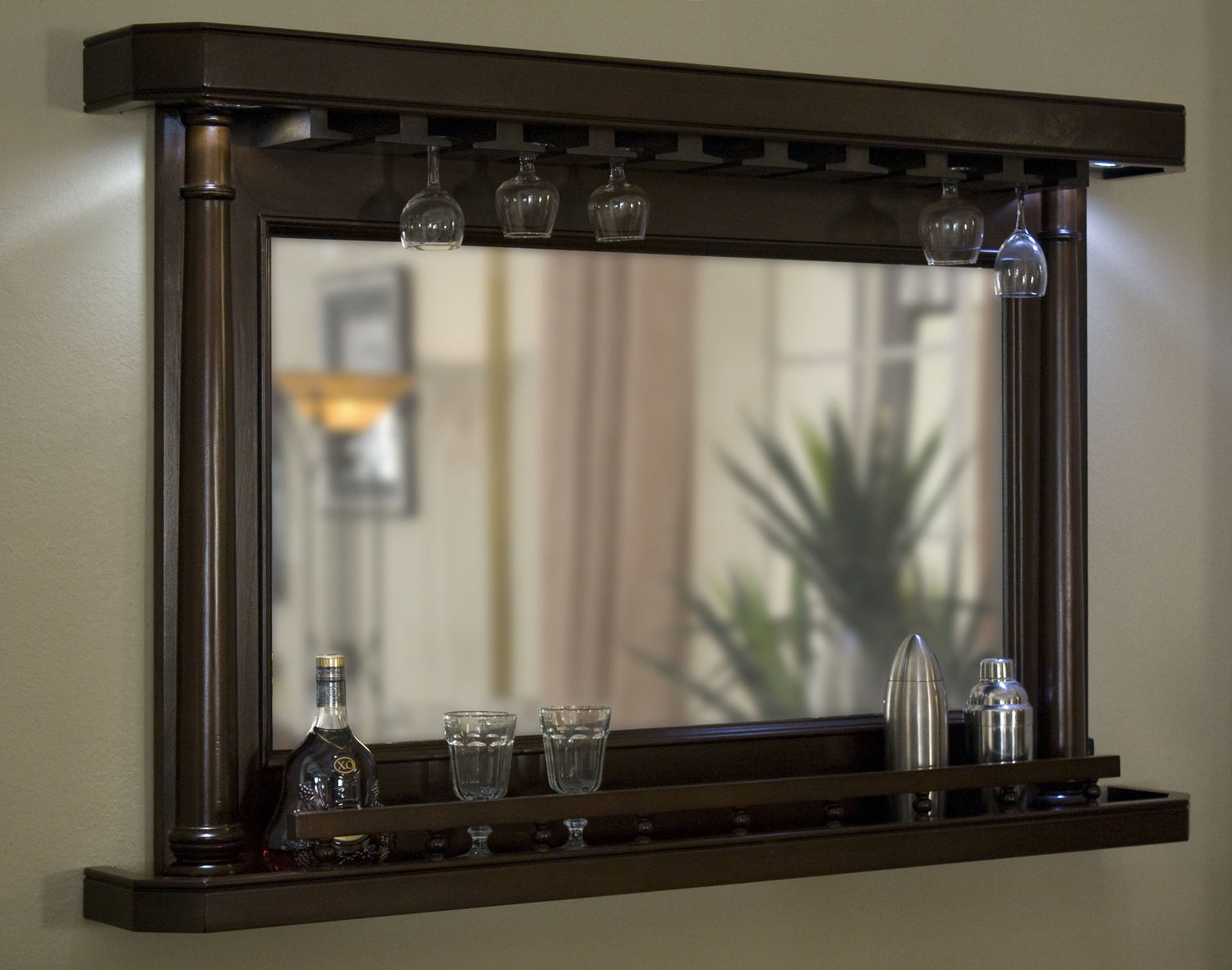 Legacy Billiards Sterling Back Bar with Glassware and Bottles Room Shot