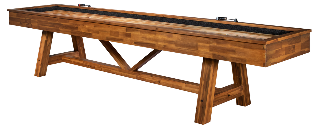 Legacy Billiards Emory 12 Ft Outdoor Shuffleboard in Natural Acacia Finish Primary Image
