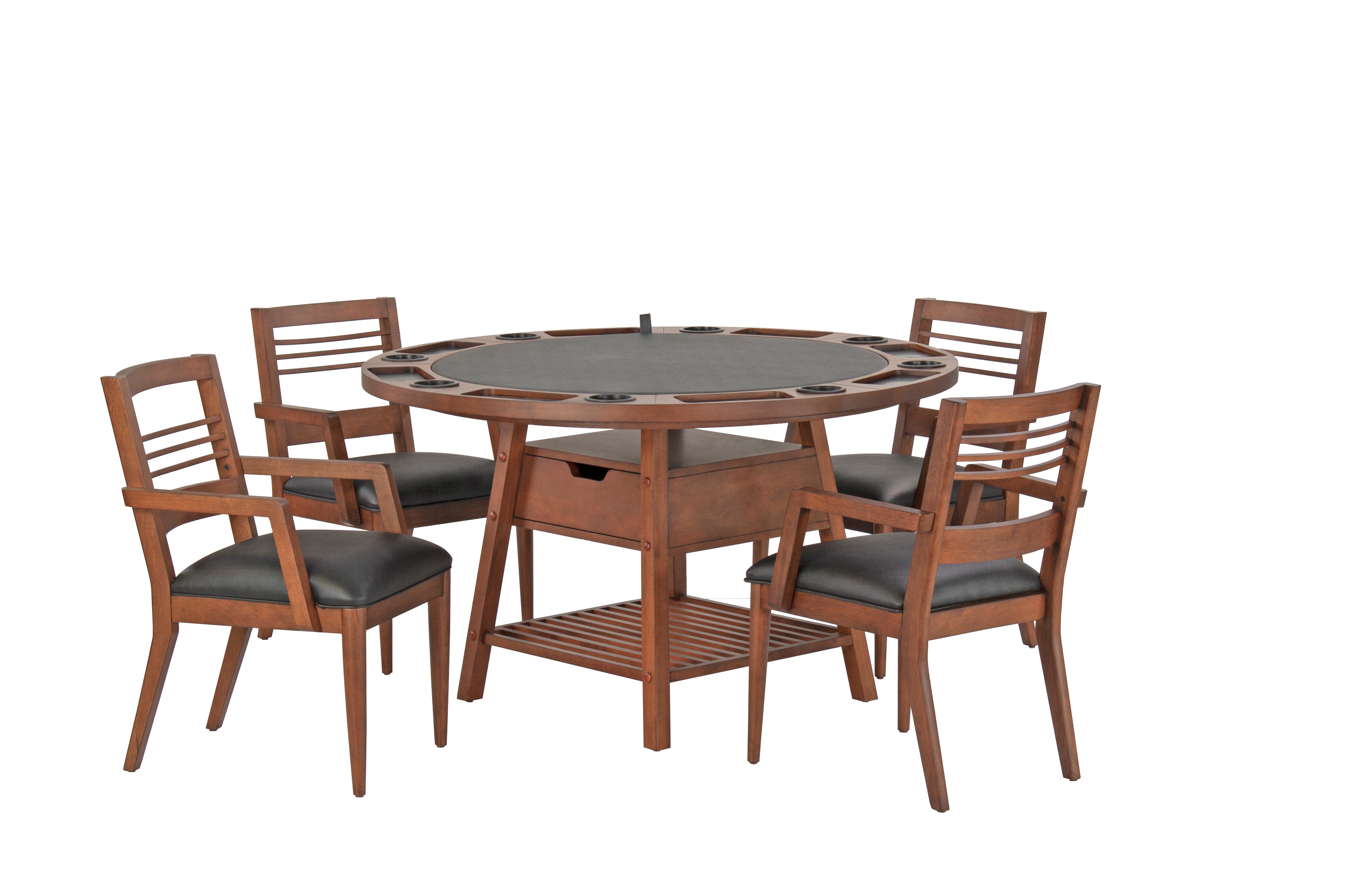 Legacy Billiards Emory 2 in 1 Game Table with 4 Collins Game Chairs Poker Top