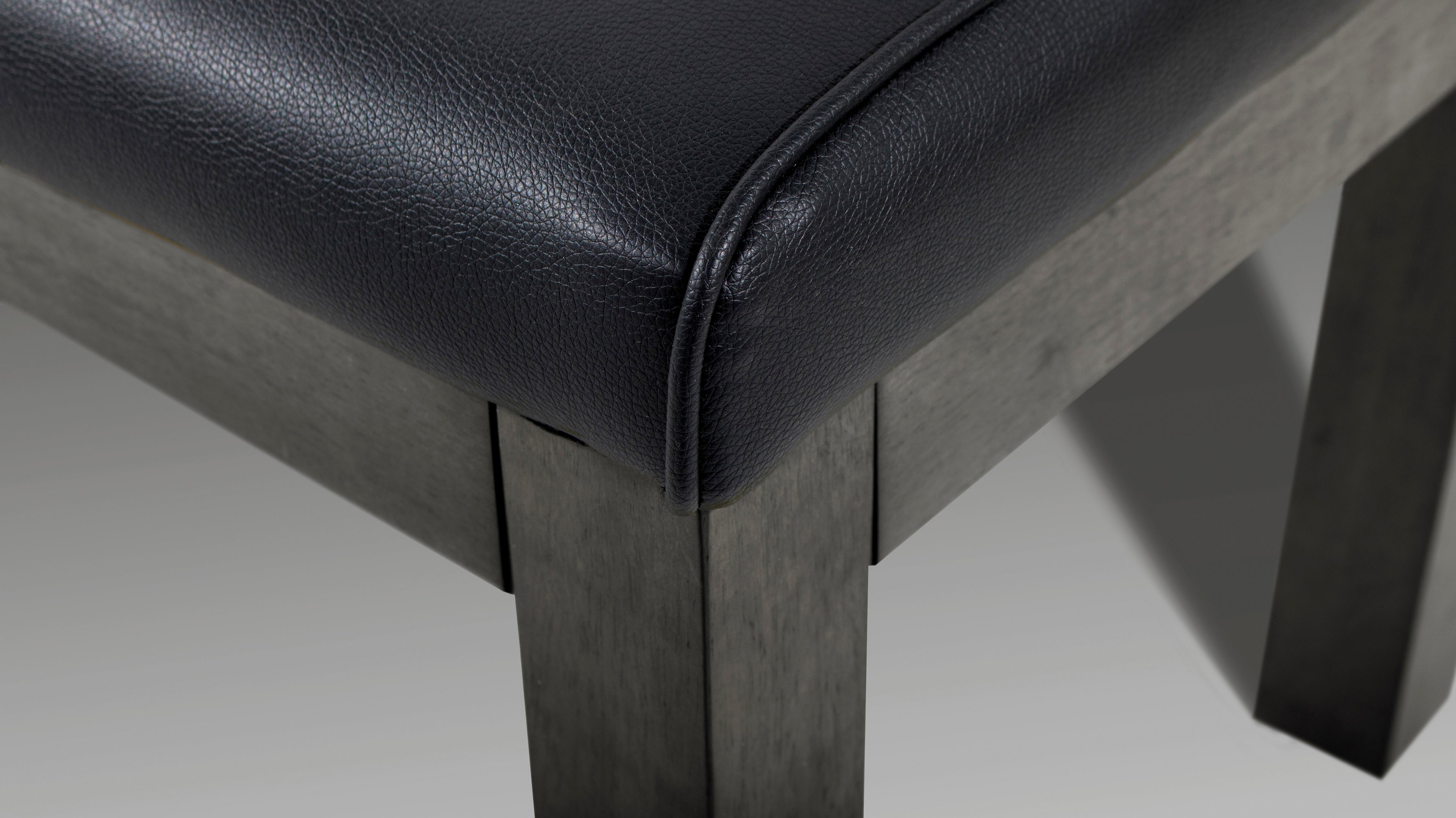 Legacy Billiards Baylor Backed Dining Bench Cushion and Leg Closeup