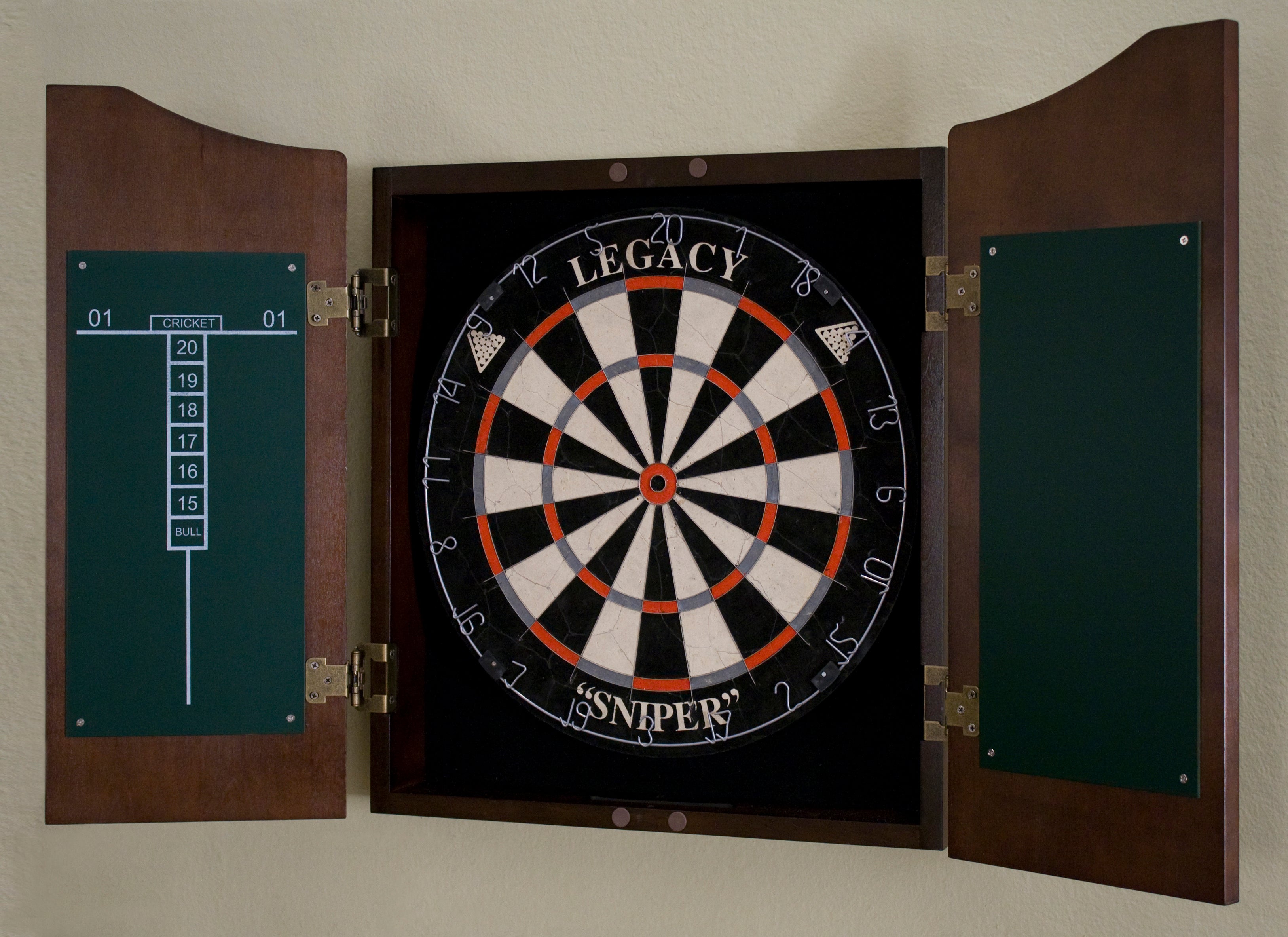 Legacy Billiards Classic Dartboard Cabinet Open with Steel Tip Dartboard