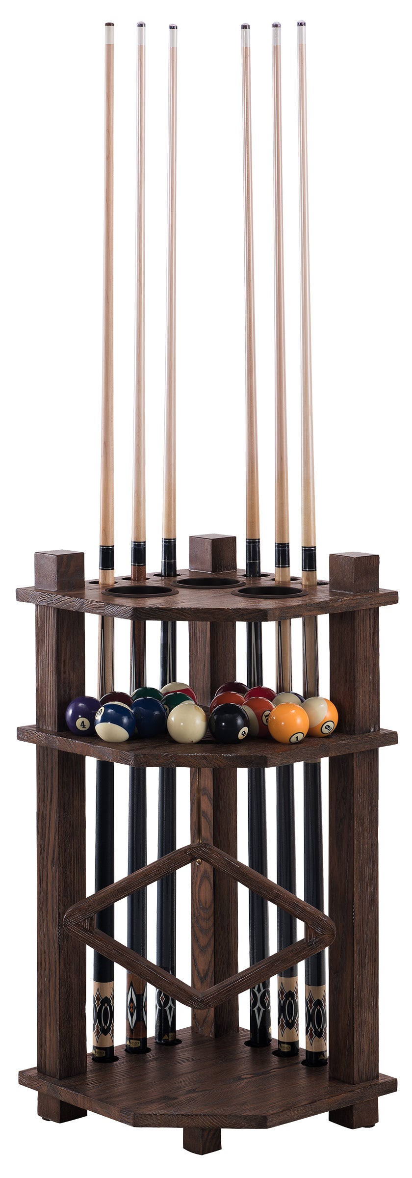 Legacy Billiards Harpeth Corner Cue Rack in Whiskey Barrel Finish Primary Image