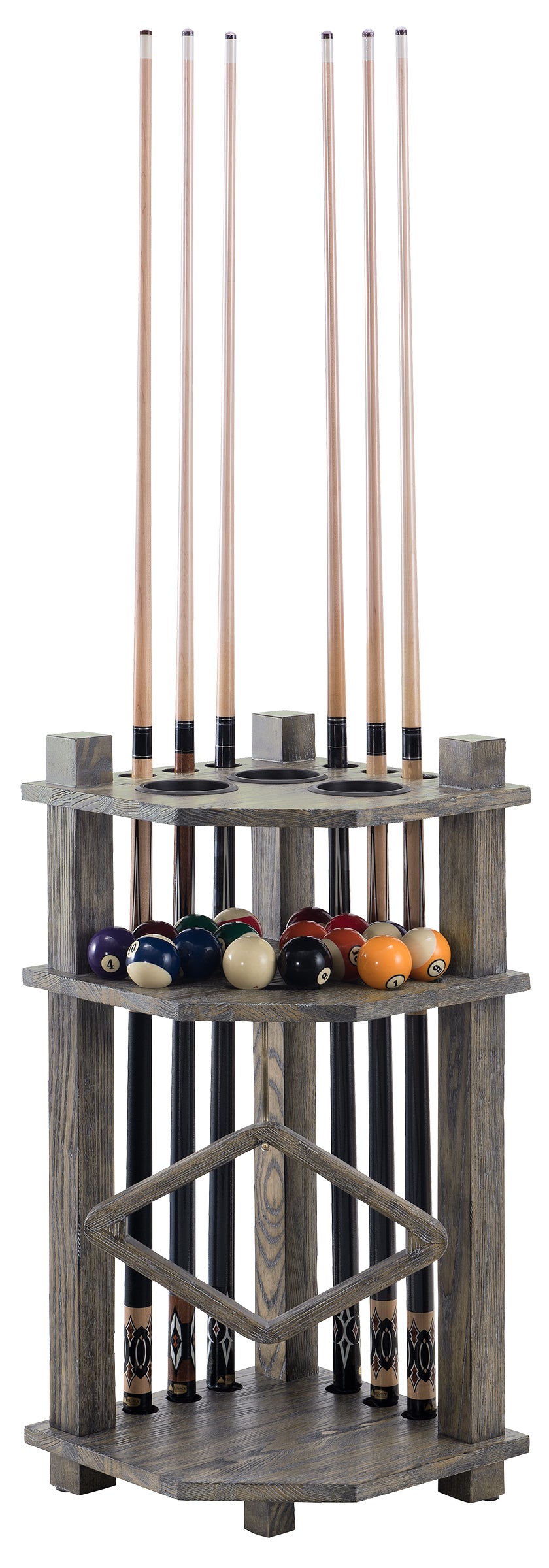 Legacy Billiards Harpeth Corner Cue Rack in Smoke Finish