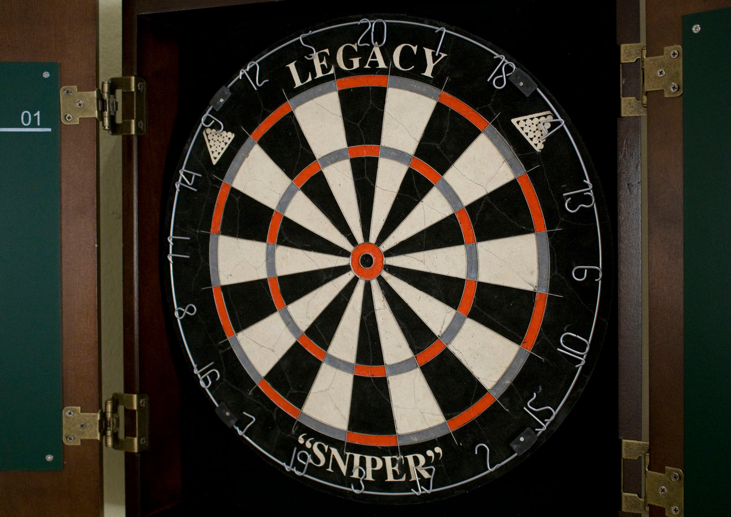 Legacy Billiards Sniper Steel Tip Dartboard in Dartboard Cabinet