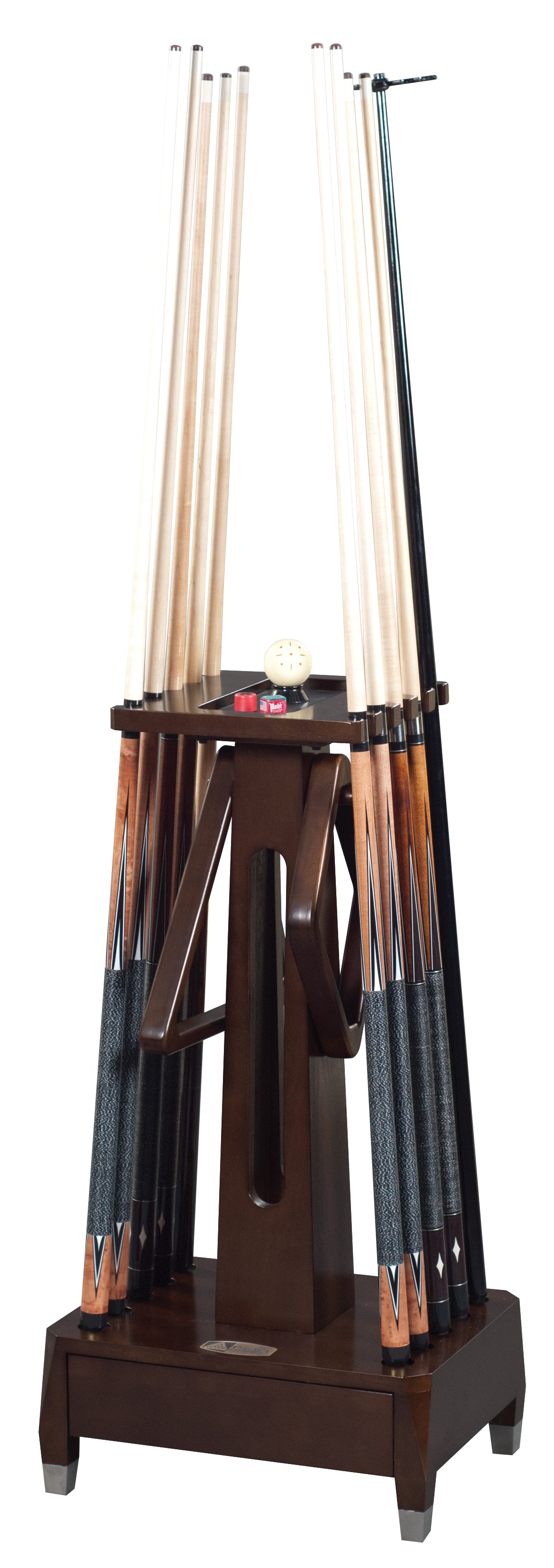 Legacy Billiards Sterling Floor Cue Rack in Nutmeg Finish