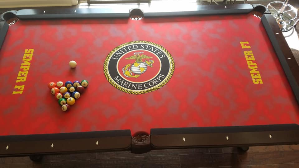 Custom Printed Pool Table Cloth - Marine Logo