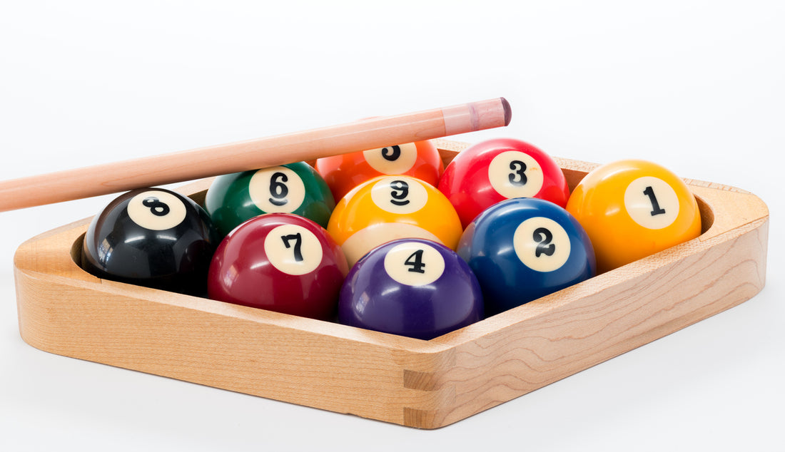 9 Ball Pool Ball Rack with Pool Balls