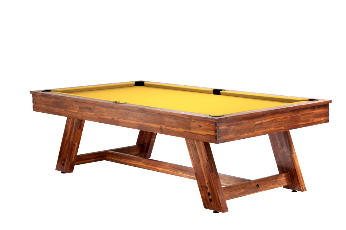 Legacy Billiards Barren Pool Table in Natural Acacia Finish with Sunflower Cloth - Primary Image