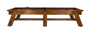 Legacy Billiards 12' Barren Outdoor Shuffleboard Table in Natural Acacia Finish Lengthwise View