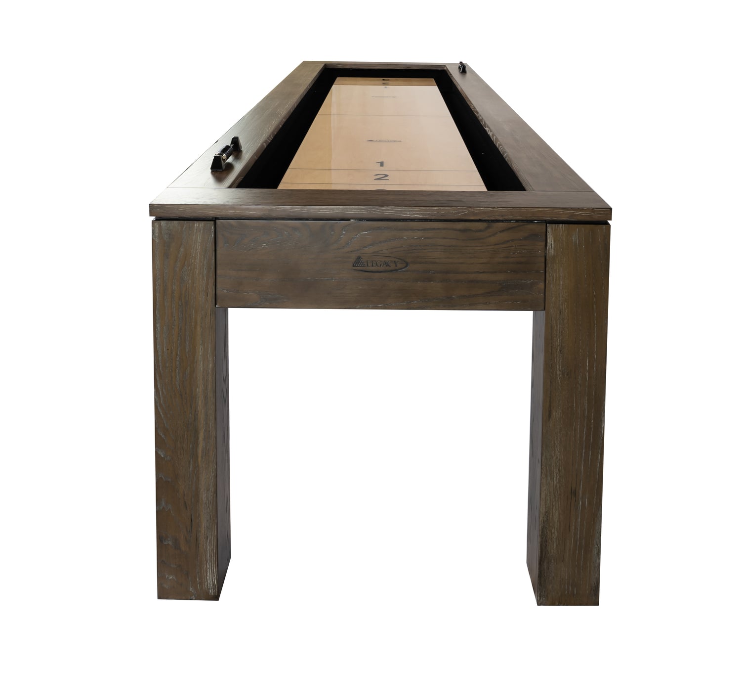 Legacy Billiards Baylor 12 Ft Shuffleboard in Smoke Finish - End View