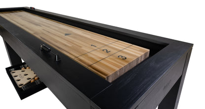 Legacy Billiards Baylor 9 Ft Shuffleboard in Raven Finish Playfield Closeup