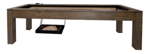 Legacy Billiards Baylor 9 Ft Shuffleboard in Smoke Finish - Side View with Open Perfect Drawer