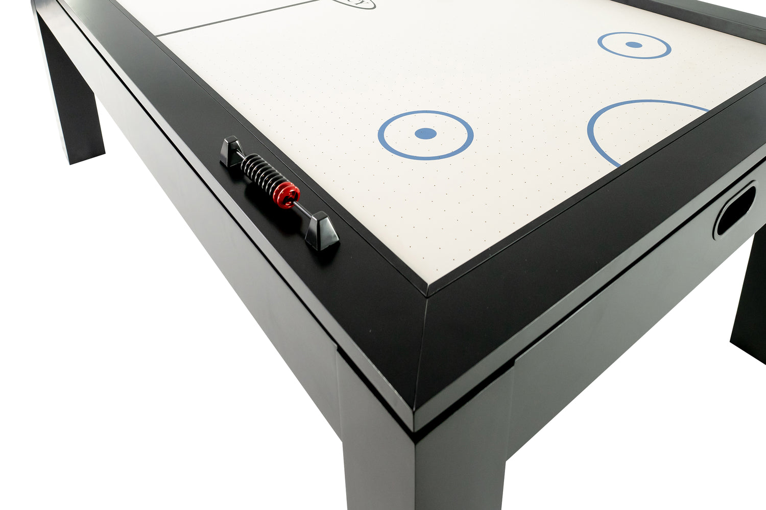 Legacy Billiards Baylor Air Hockey Table in Raven Finish - Corner Closeup