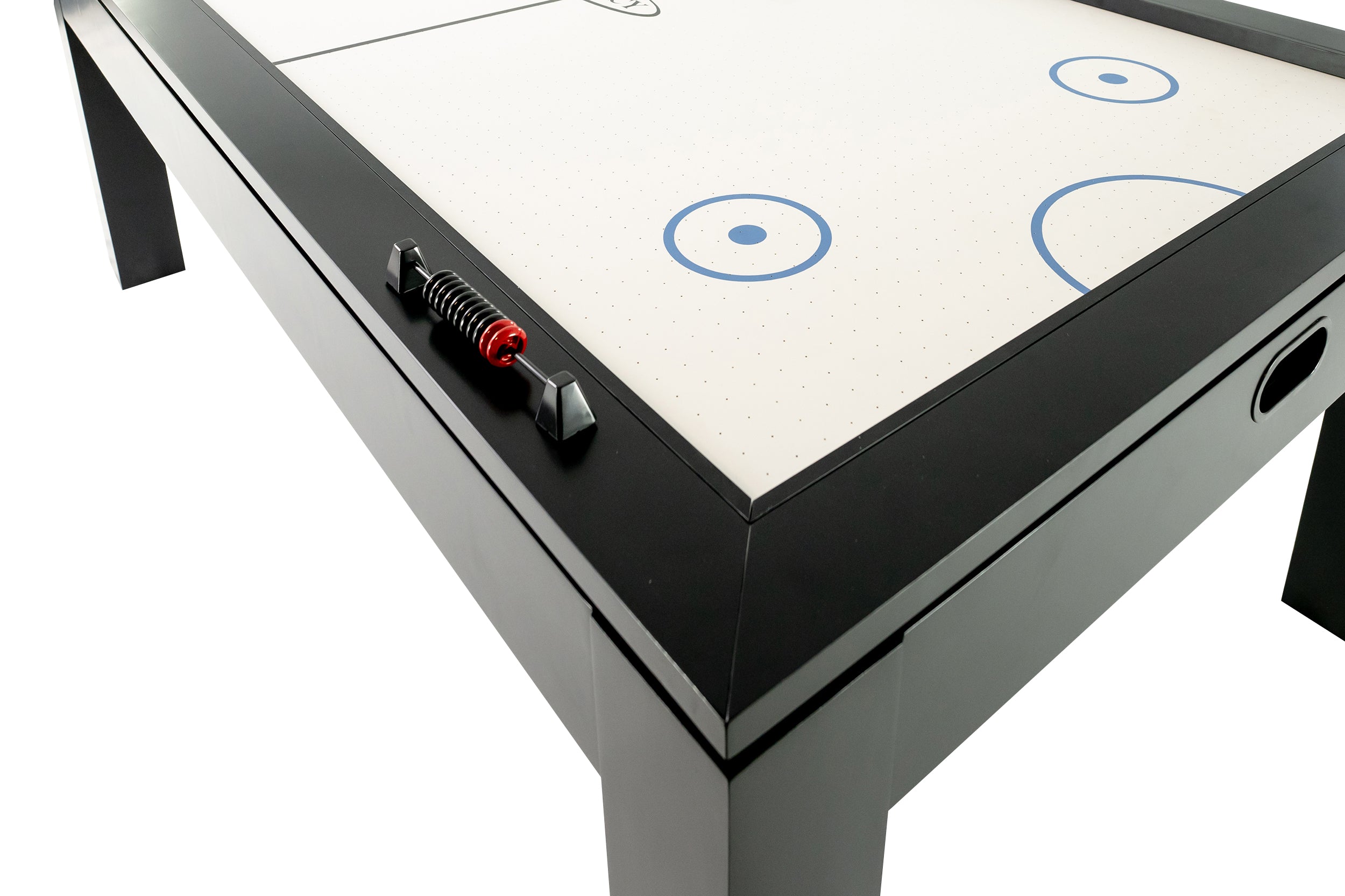 Legacy Billiards Baylor Air Hockey Table in Raven Finish - Corner Closeup
