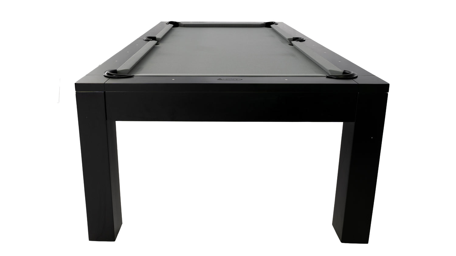 Legacy Billiards Baylor Pool Table in Raven Finish with Grey Cloth - End View