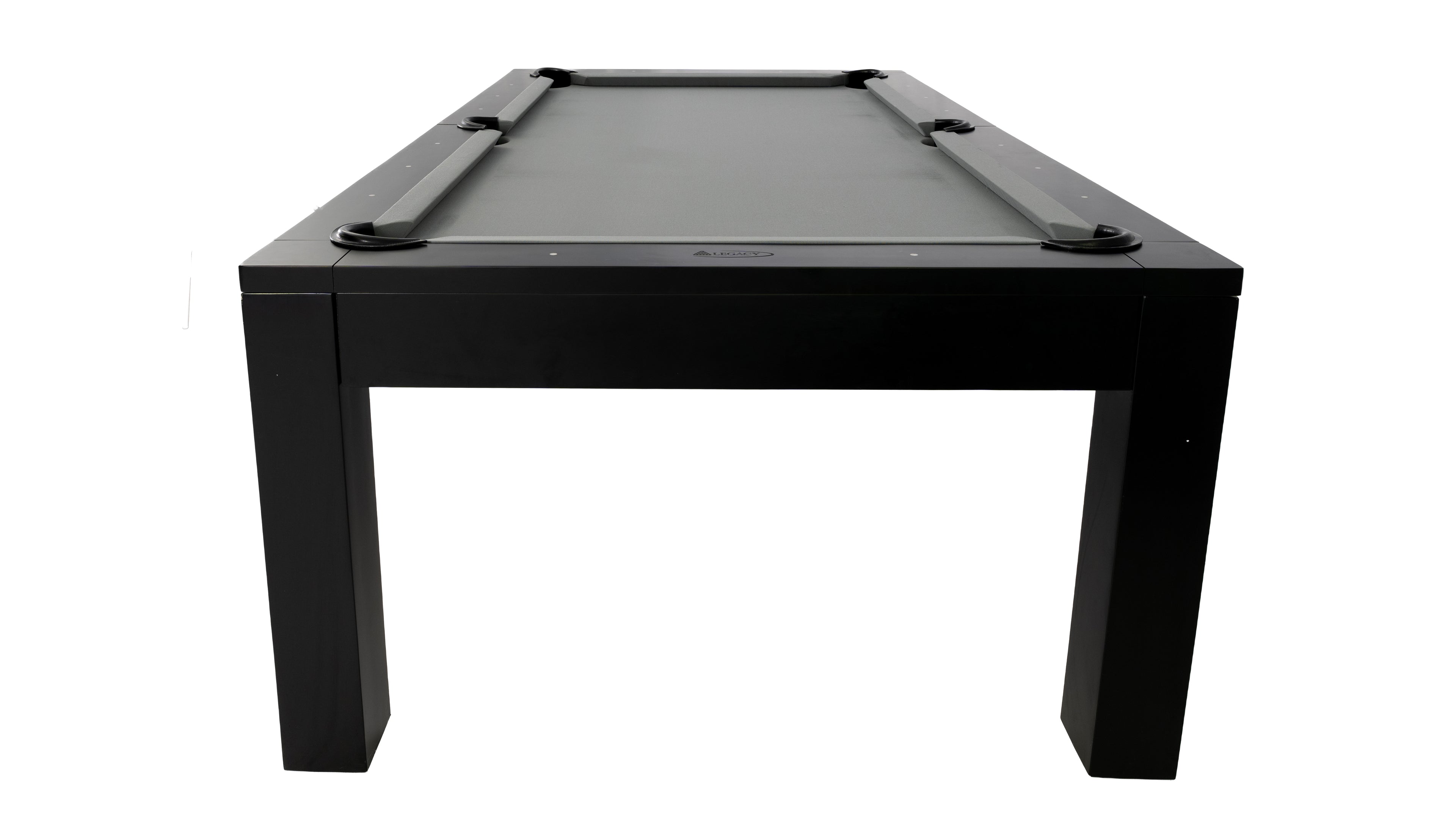 Legacy Billiards Baylor Pool Table in Raven Finish with Grey Cloth - End View
