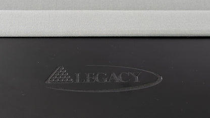 Legacy Billiards Baylor Pool Table in Raven Finish with Grey Cloth - Logo Rail Closeup