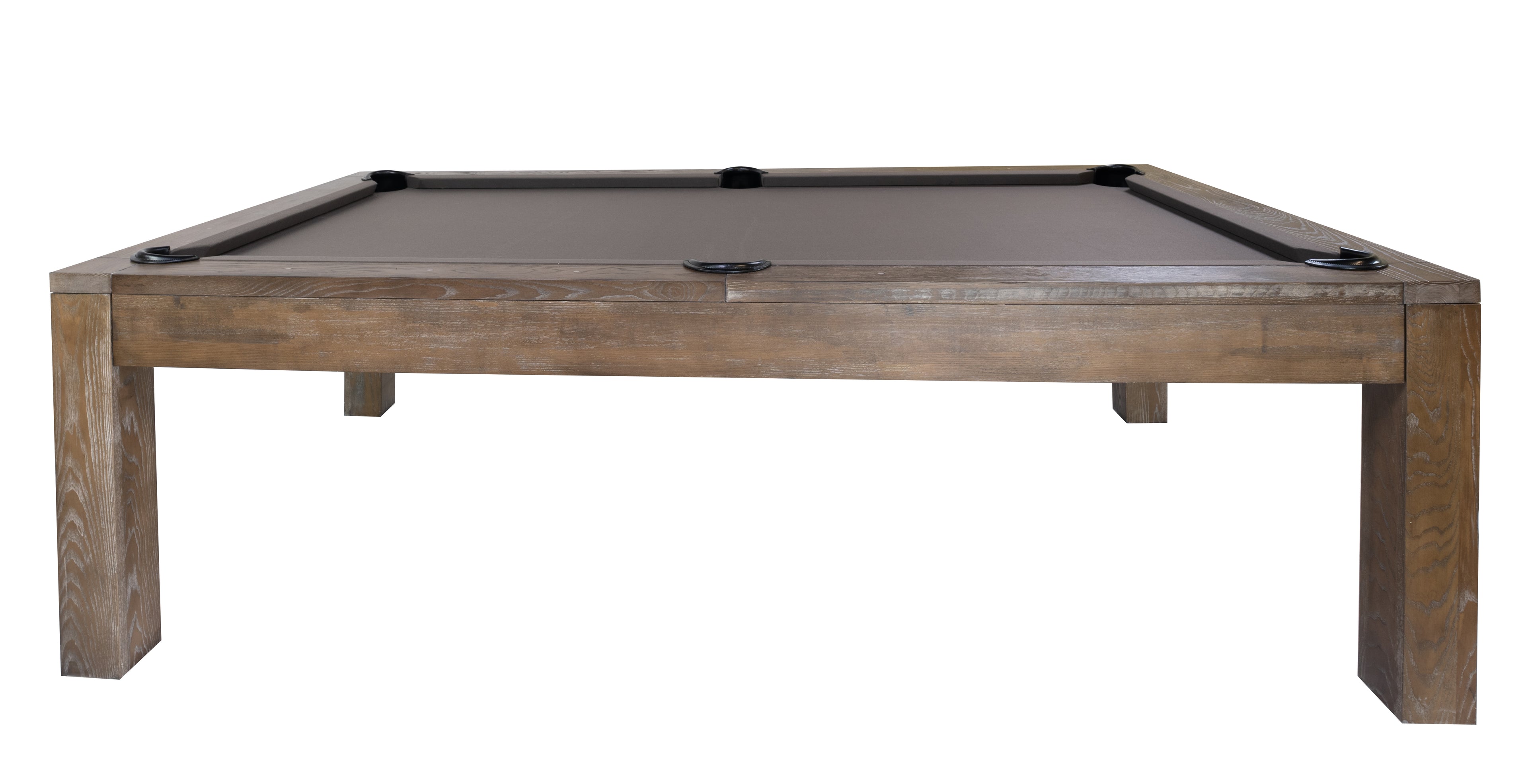 Legacy Billiards 8 Ft Baylor II Pool Table in Smoke Finish with Grey Cloth Side View