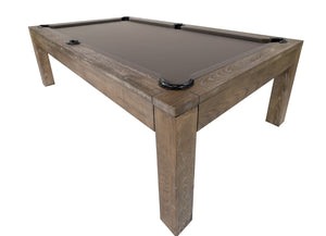 Legacy Billiards 8 Ft Baylor II Pool Table in Smoke Finish with Grey Cloth Top Angle View