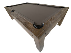 Legacy Billiards 7 Ft Baylor II Pool Table in Smoke Finish with Grey Cloth Top Corner View